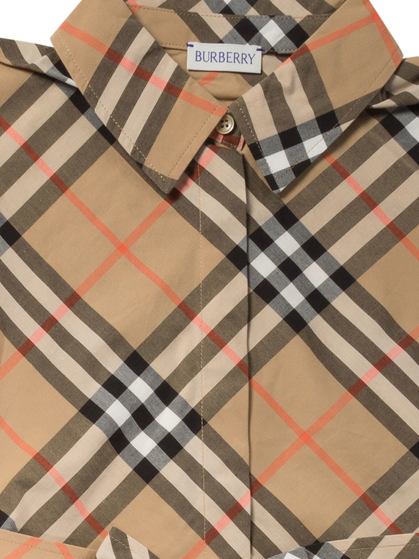 BURBERRY KIDS Beige Cotton Check shirt dress